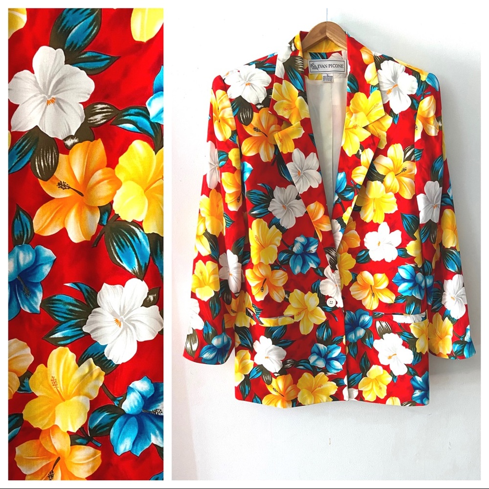 EVAN PICONE vintage floral single breasted blazer